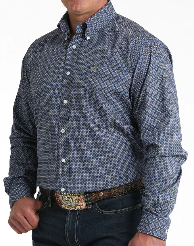 CINCH MEN'S LONG SLEEVE ROYAL BLUE GEO-PRINT SHIRT