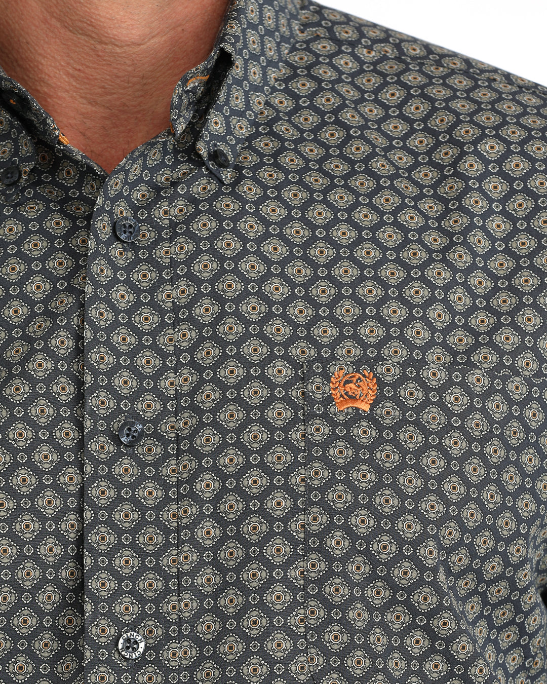 CINCH MEN'S LONG SLEEVE NAVY GEO PRINT BUTTON DOWN SHIRT
