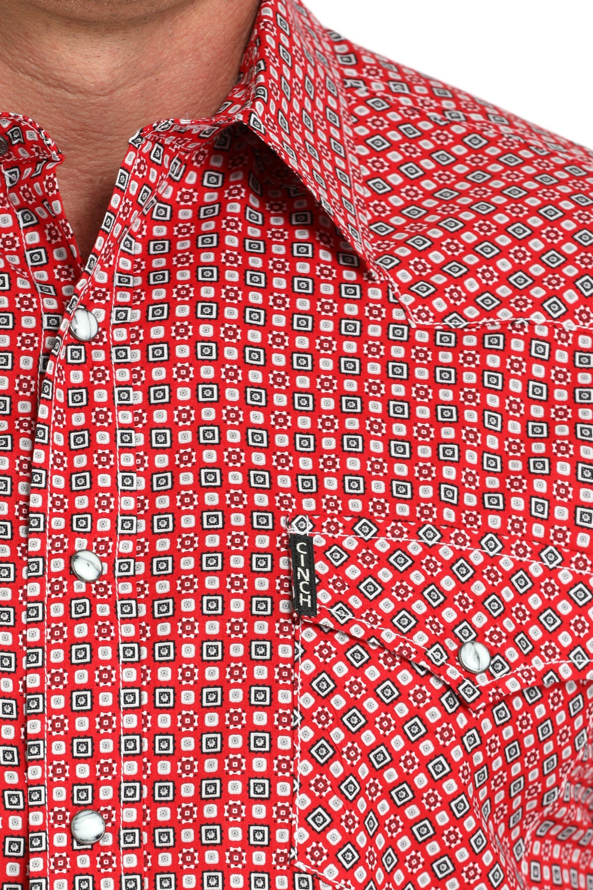 CINCH MEN'S LONG SLEEVE MODERN FIT PRINT SHIRT - RED