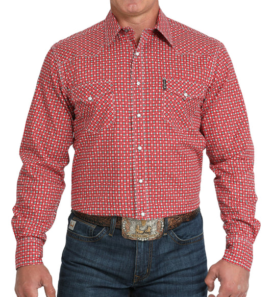 CINCH MEN'S LONG SLEEVE MODERN FIT PRINT SHIRT - RED