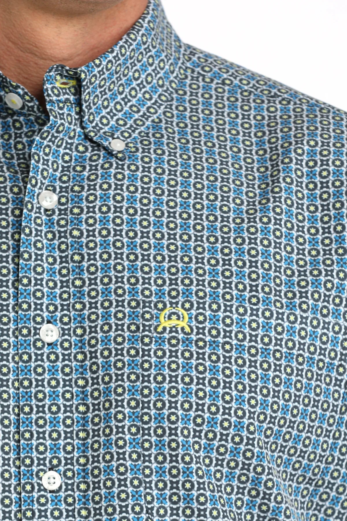 CINCH MEN'S SHORT SLEEVE MULTI PRINT ARENAFLEX SHIRT - BLUE