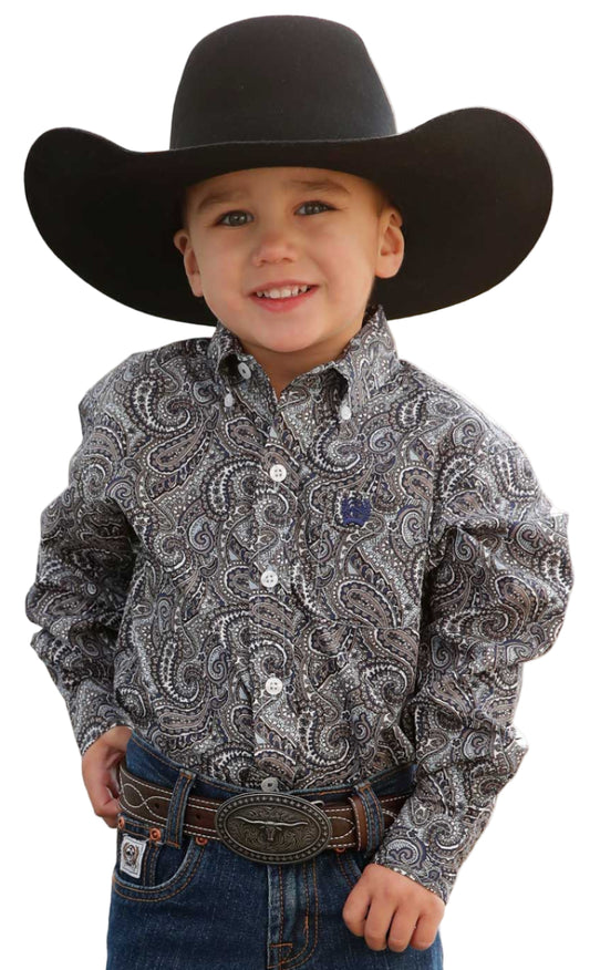 CINCH TODDLER BOY'S LONG SLEEVE PAISLEY PRINT SHIRT