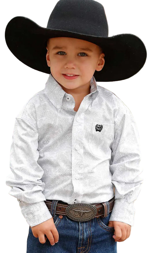 CINCH INFANT/TODDLER WHITE PAISLEY LONG SLEEVE SHIRT