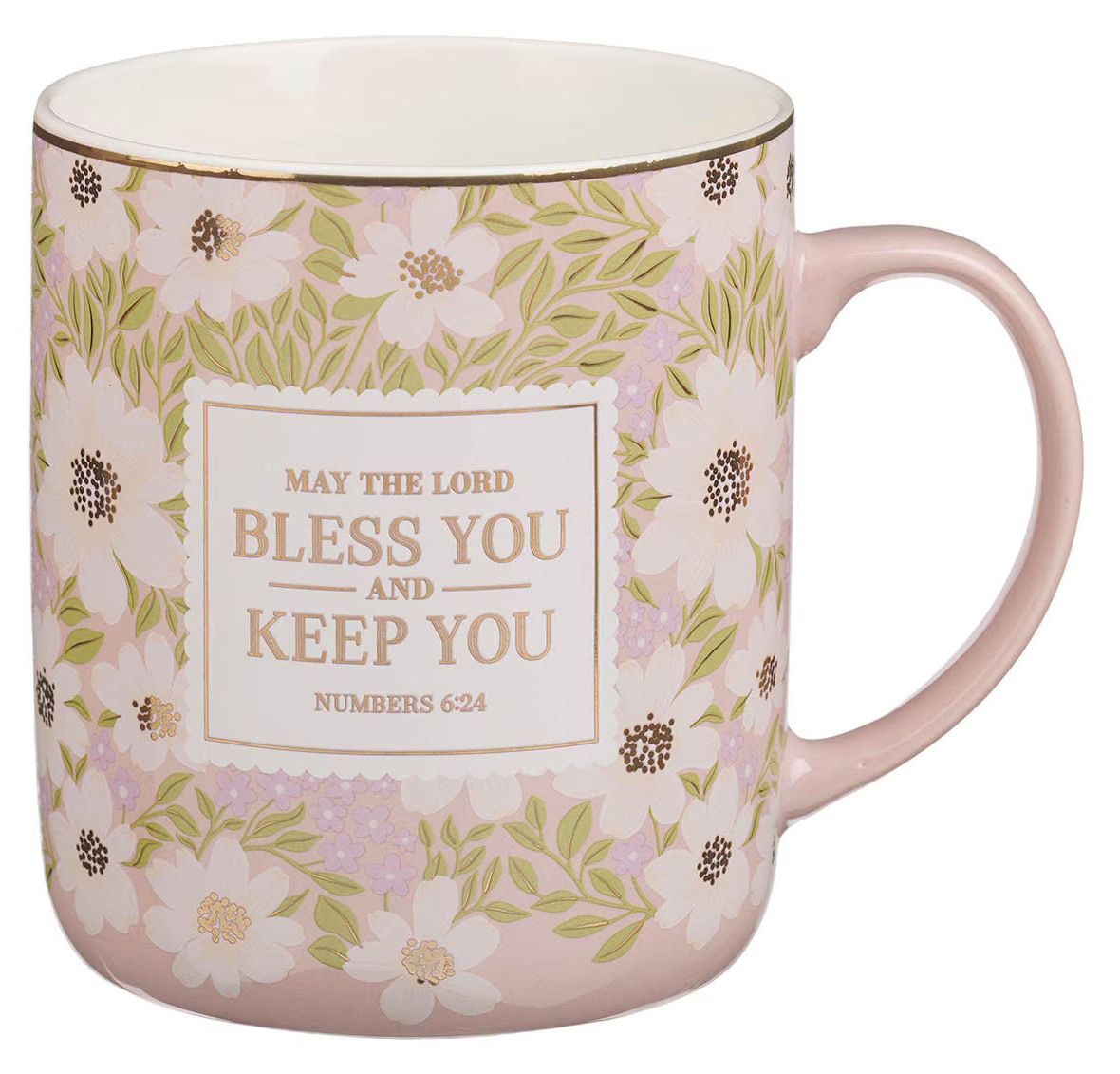 "BLESS and KEEP YOU" BLUSH BLOOM CREAMIC MUG - NUMBERS 6:24