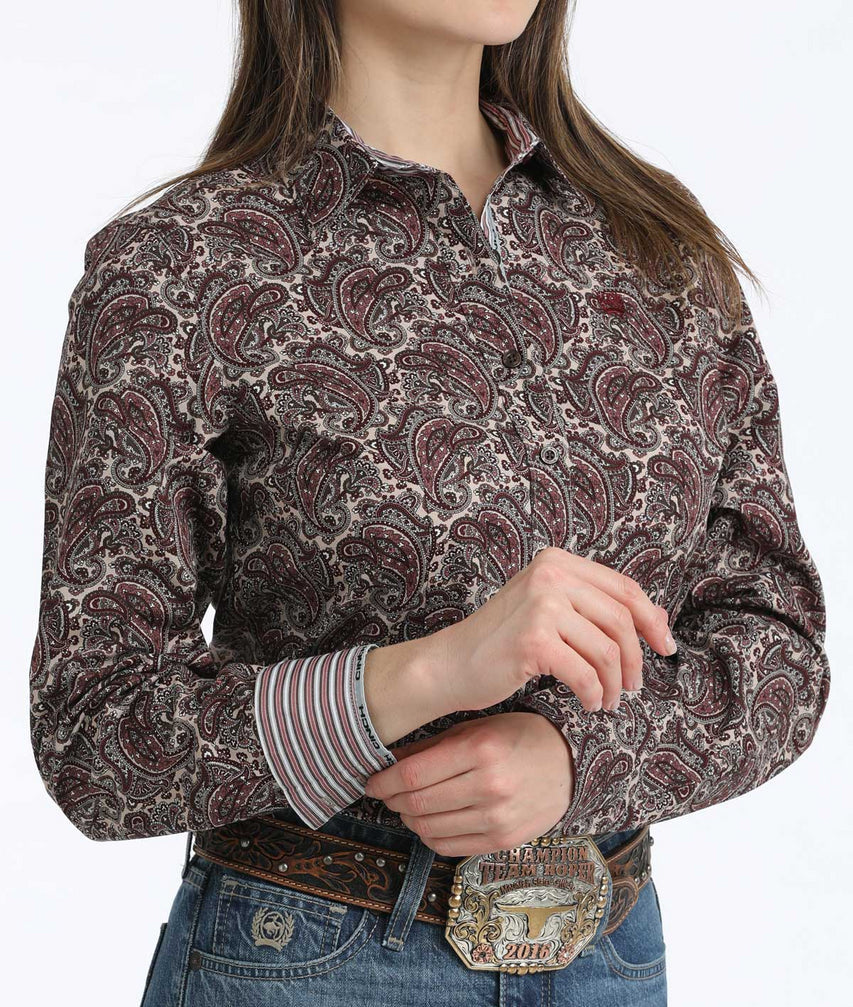 CINCH MULTI BURGUNDY PAISLEY PRINT LADIES' SHIRT