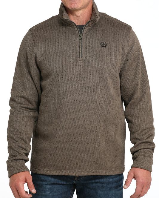 CINCH MEN'S 1/4 ZIP PULLOVER SWEATER - BROWN