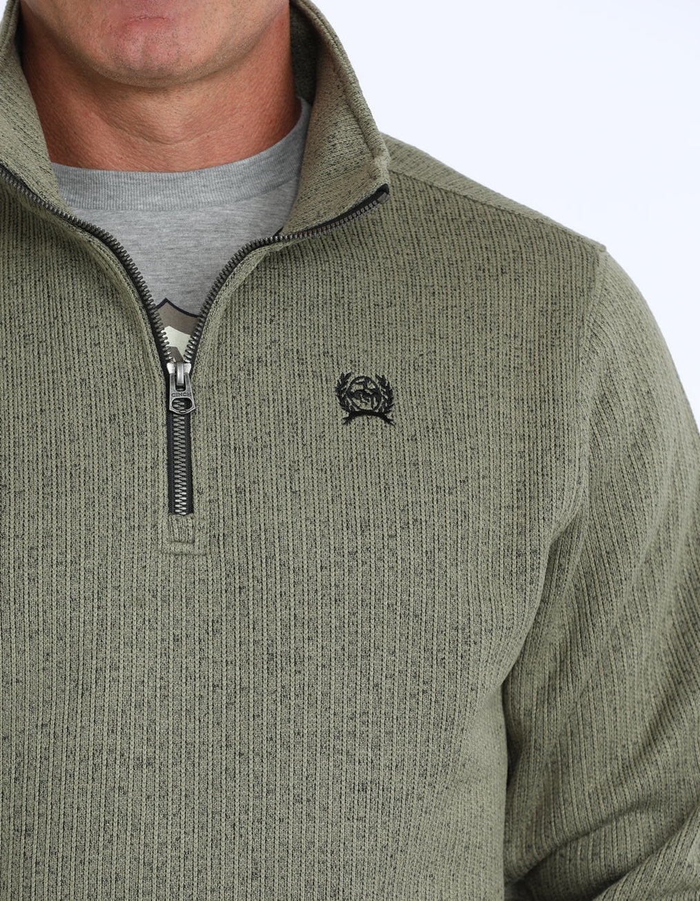 CINCH MEN'S 1/4 ZIP KNIT PULLOVER - OLIVE
