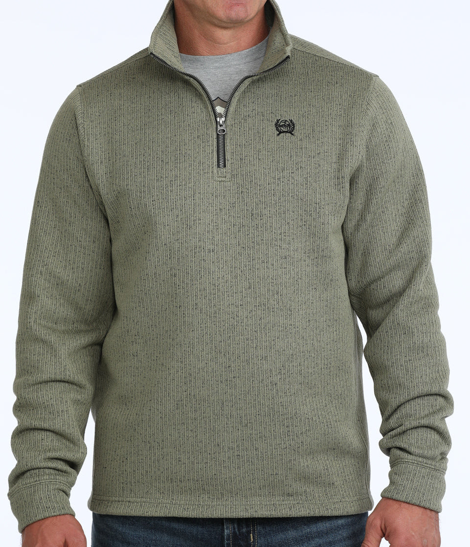 CINCH MEN'S 1/4 ZIP KNIT PULLOVER - OLIVE
