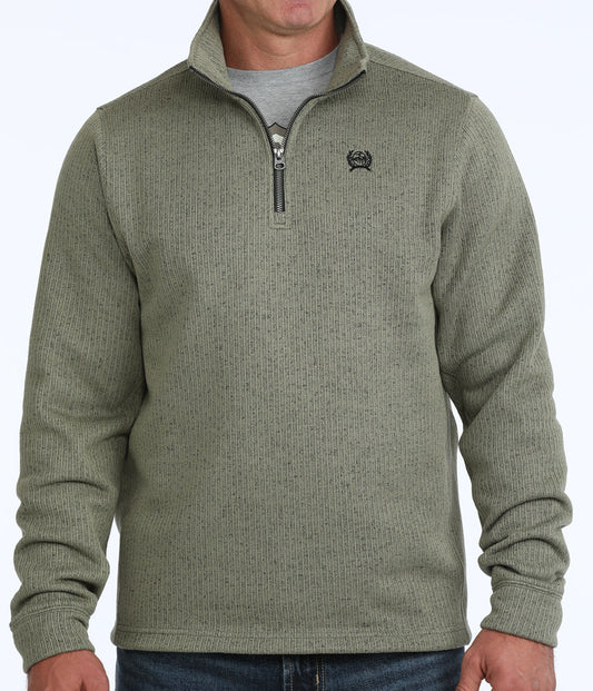 CINCH MEN'S 1/4 ZIP KNIT PULLOVER - OLIVE