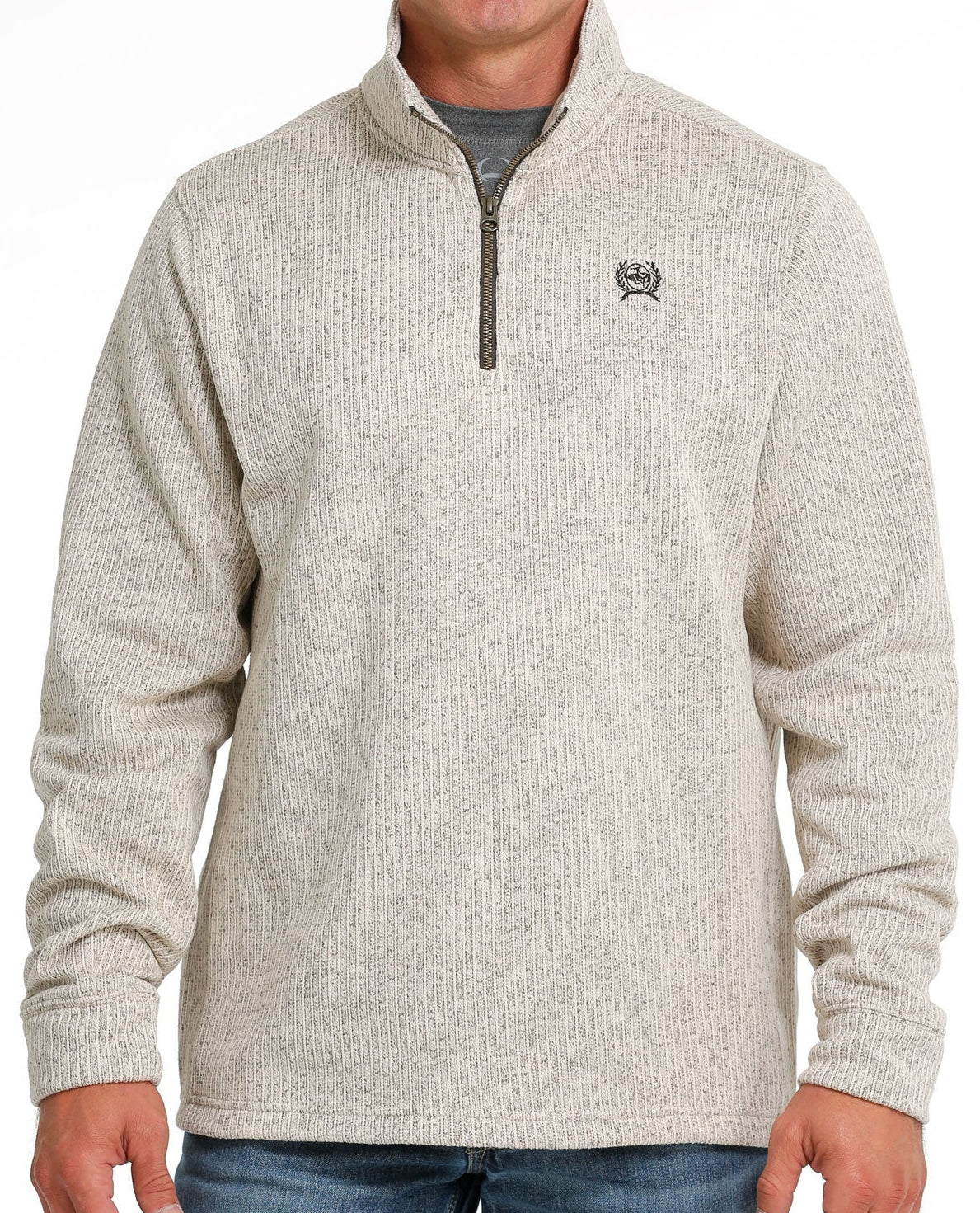 CINCH MEN'S 1/4 ZIP KNIT PULLOVER - STONE