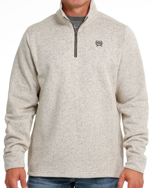 CINCH MEN'S 1/4 ZIP KNIT PULLOVER - STONE