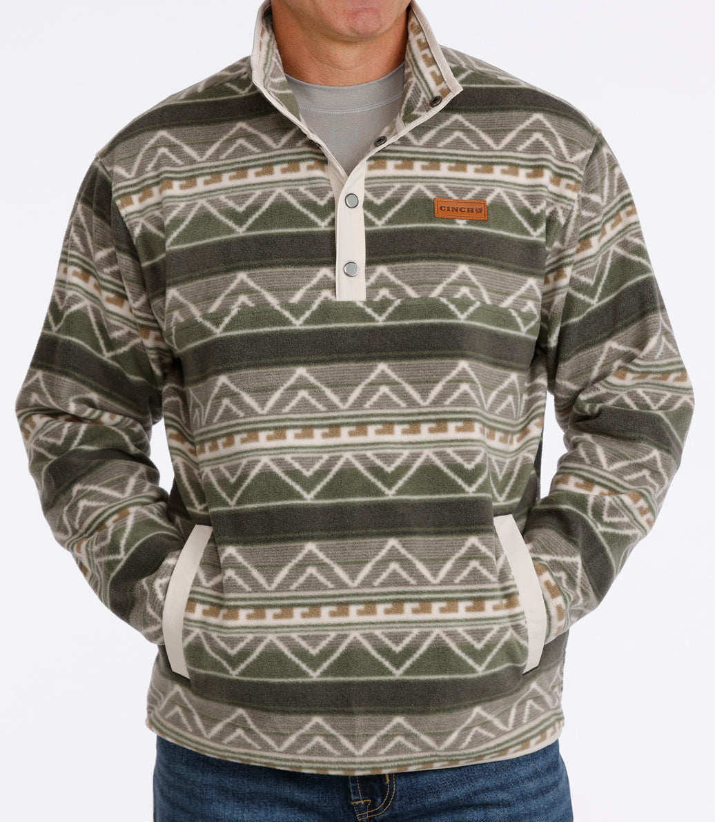 CINCH MEN'S POLAR FLEECE PULLOVER - OLIVE PRINT