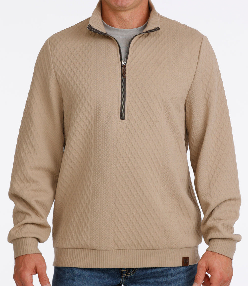 CINCH MEN'S 1/2 ZIP KNIT PULLOVER - STONE