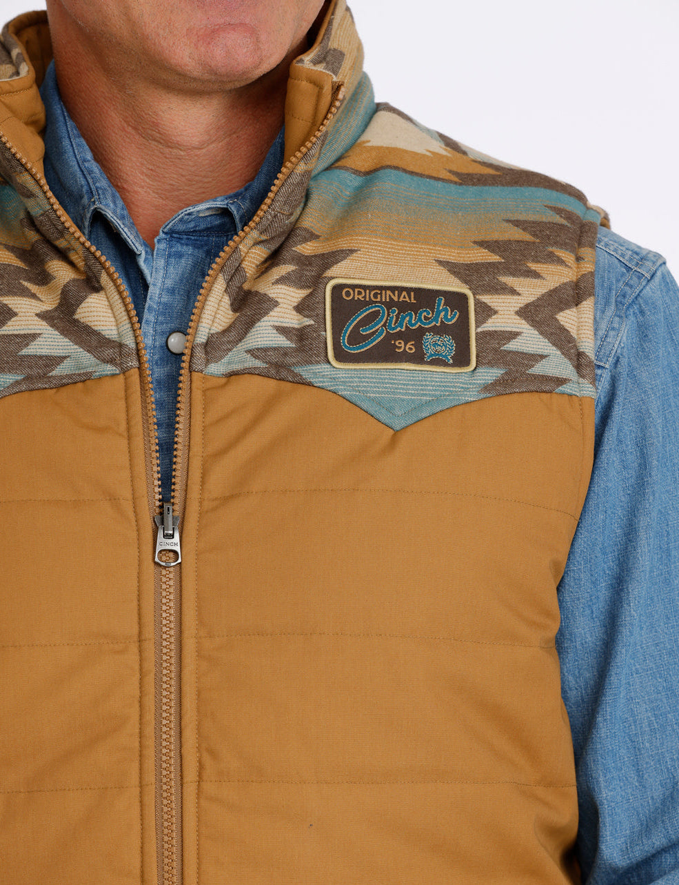 CINCH MEN'S REVERSIBLE VEST - GOLD AZTEC