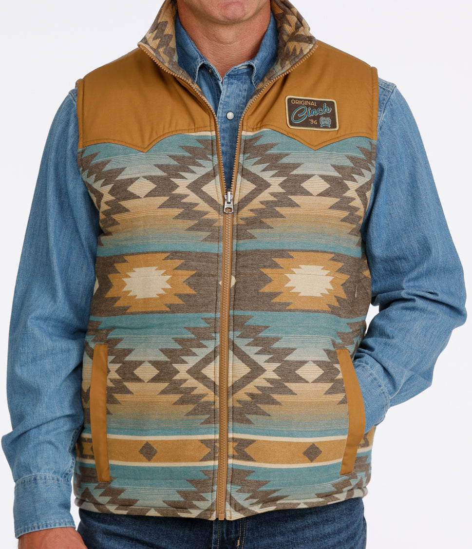 CINCH MEN'S REVERSIBLE VEST - GOLD AZTEC