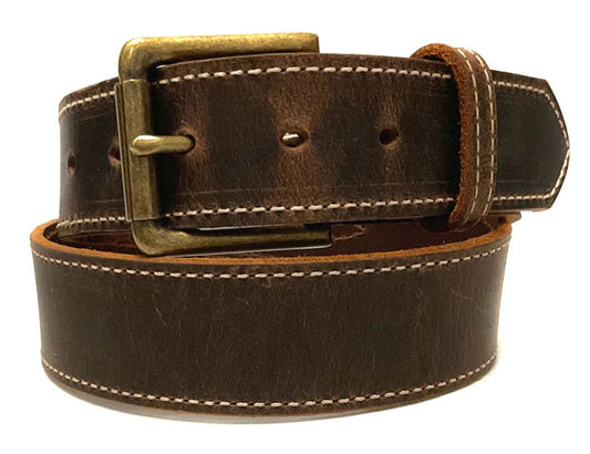 MEN'S GINGERICH LEATHER NASHVILLE DISTRESSED BROWN SINGLE STITCH BELT