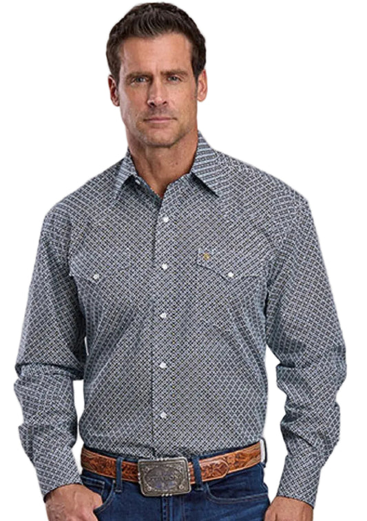 STETSON NAVY GEO PRINT SNAP SHIRT