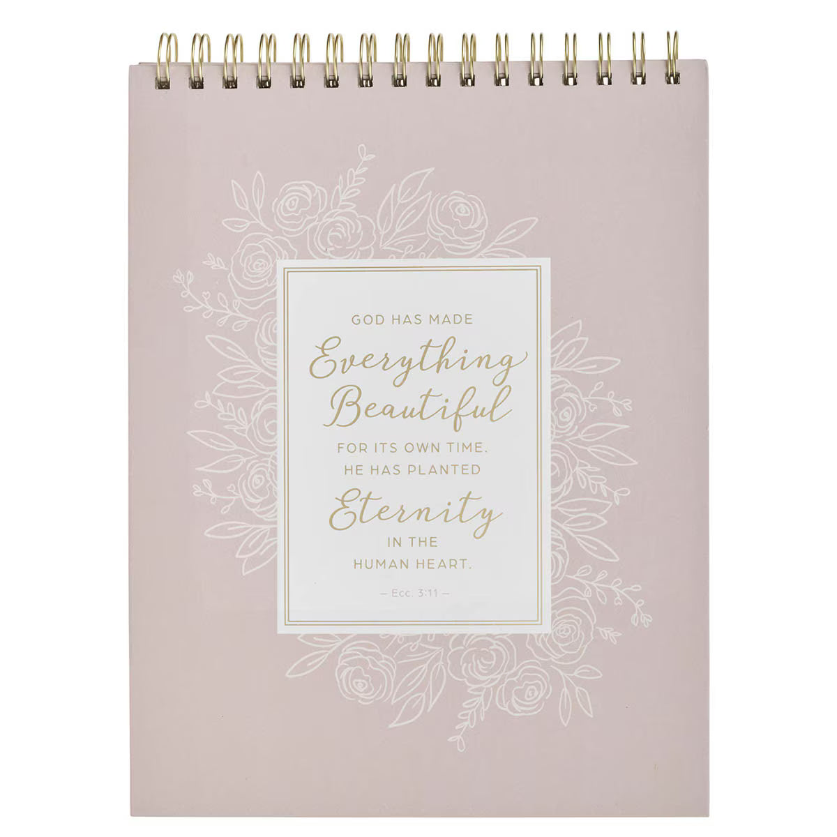 "EVERYTHING BEAUTIFUL" XL PINK SPIRAL NOTEPAD, ECCLESIASTES 3:11