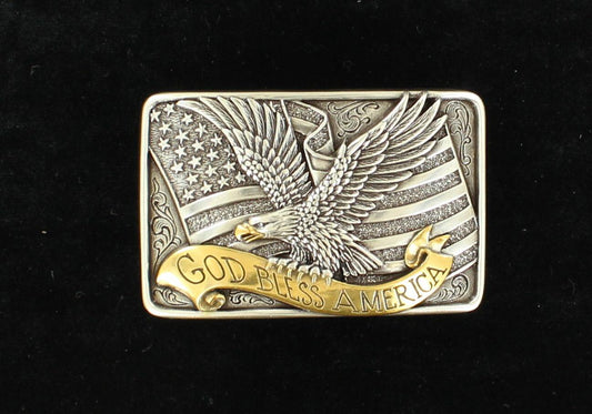 NOCONA GOD BLESS AMERICA EAGLE BUCKLE