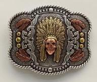 NOCONA RECTANGLE ROPE EDGE SKULL CHIEF BUCKLE