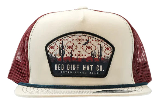 RED DIRT HAT CO OVER YONDER HAT in STONE/BURGUNDY