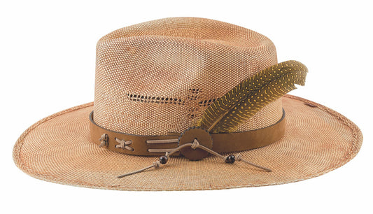 CHASING SUMMER BANGORA STRAW FEDORA in PECAN