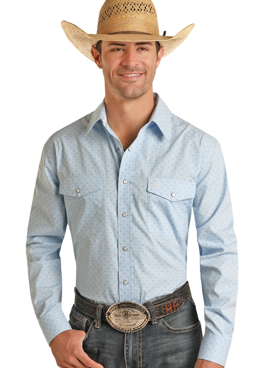 PANHANDLE MENS GEO PRINT SHIRT - BLUE