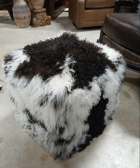 TIBETAN MONGOLIAN LAMB 18" OTTOMAN CUBE