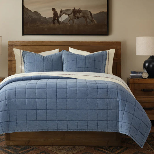STONEWASHED DENIM QUILT SET - KING