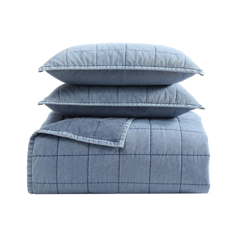 STONEWASHED DENIM QUILT SET - KING