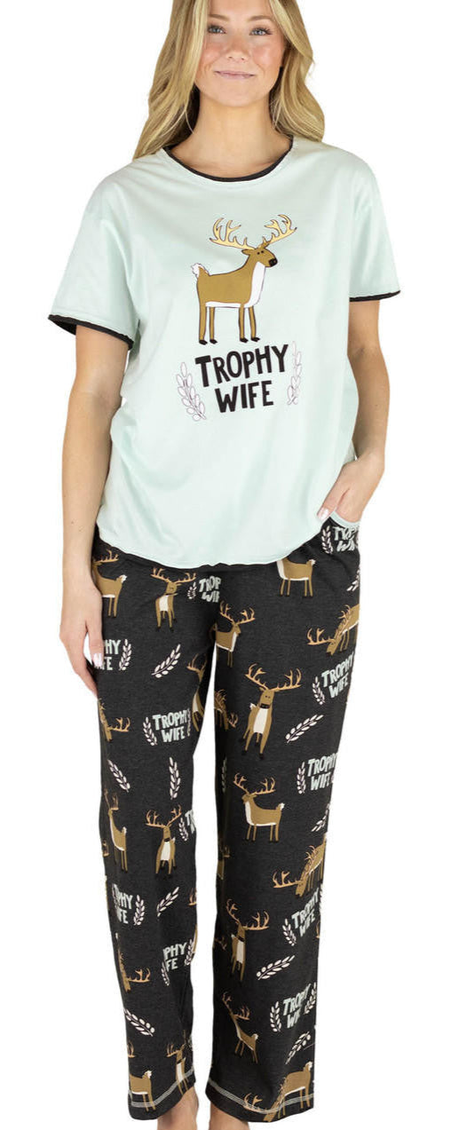 "TROPHY WIFE" TEE AND PANT PJ SET