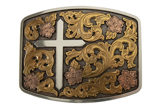 NOCONA FLORAL CROSS RECTANGLE BUCKLE