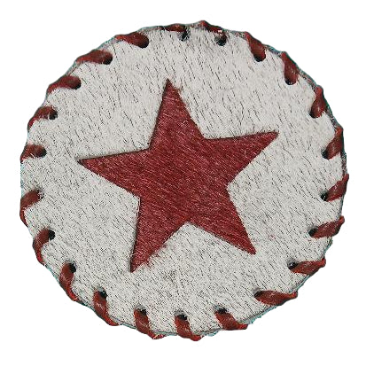 RED AND WHITE STAR ROUND COWHIDE COASTERS