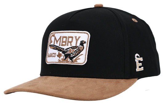 EMBRY ROOSTER SUEDE BRIM CAP in BLACK/BROWN