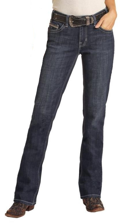 ROCK & ROLL LADIES MID RISE "DESERT CACTUS" BOOTCUT RIDING JEANS