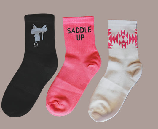 "SADDLE POP" SOCK EM SILLY SOCKS 3 PACK