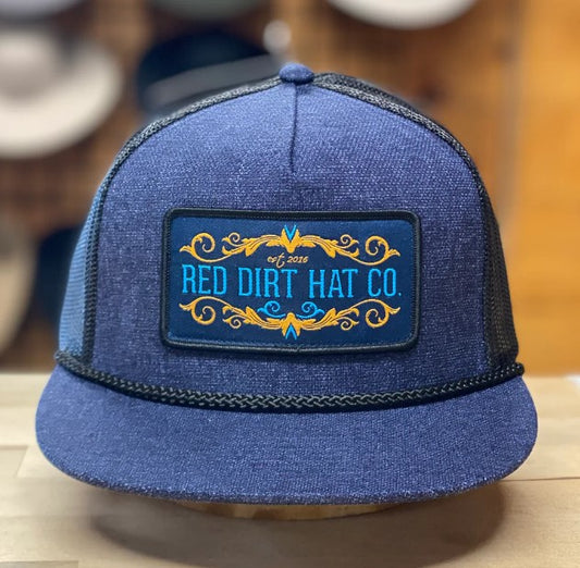 RED DIRT HAT CO. WESTERN SCROLL CAP in HEATHER NAVY