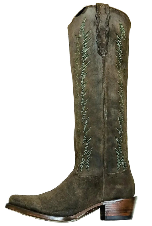 STETSON LADIES' SISSY 18" OLIVE SUEDE BOOTS