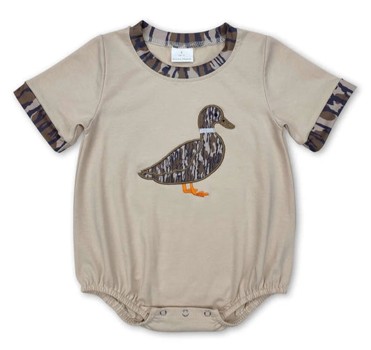 INFANT BOY'S BOTTOMLAND CAMO DUCK SHORT SLEEVE ROMPER