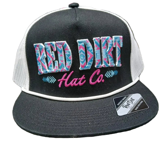 RED DIRT HAT CO STRAIGHT SHOOTER CAP in BLACK/WHITE