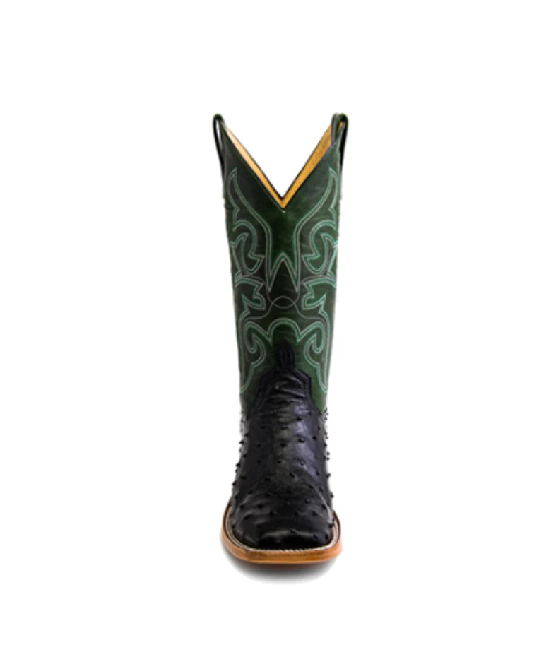 HORSE POWER BLACK FULL QUILL OSTRICH EMERALD EXPLOSION MEN'S BOOTS