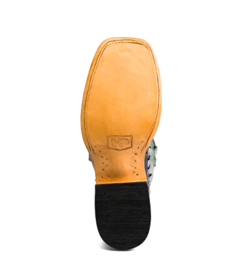 HORSE POWER BLACK FULL QUILL OSTRICH EMERALD EXPLOSION MEN'S BOOTS