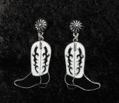 SILVER STRIKE B&W BOOT DANGLE EARRINGS