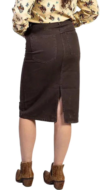 STETSON WOMEN'S 5 POCKET BROWN DENIM SKIRT