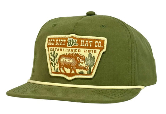 RED DIRT HAT CO THE HUNT 5 PANEL UNSTRUCTURED CAP in OLIVE