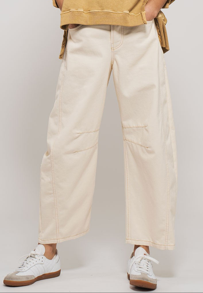 TIME WILL TELL BARREL PANTS in CREAM