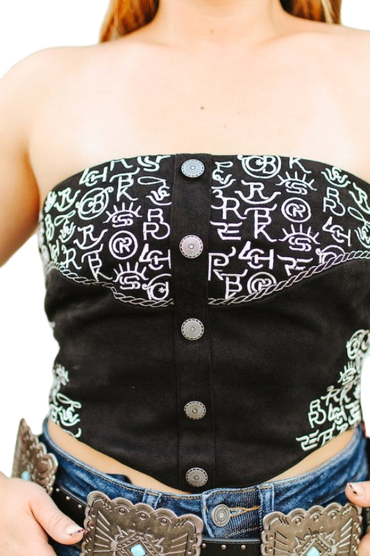 BLACK SUEDE CATTLE BRAND CORSET