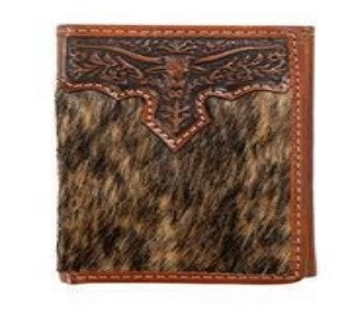 NOCONA MEN'S TRIFOLD LONGHORN OVERLAY WALLET