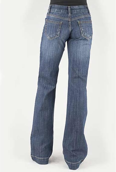 STETSON WOMEN'S 214 MEDIUM WASH PIECED POCKET TROUSER JEANS