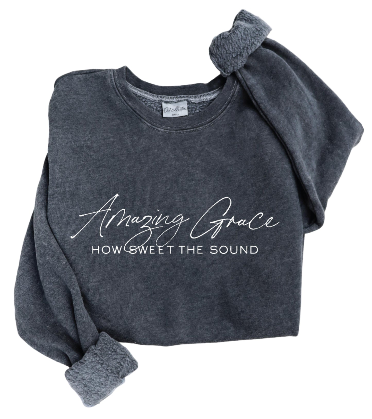 "AMAZING GRACE" MINERAL WASHED SWEATSHIRT - VINTAGE BLACK